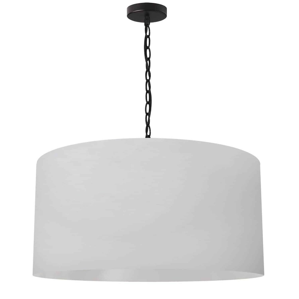 Dainolite-BXN-L-BK-790-Braxton - 1 Light Large Pendant Matte Black White Aged Brass Finish