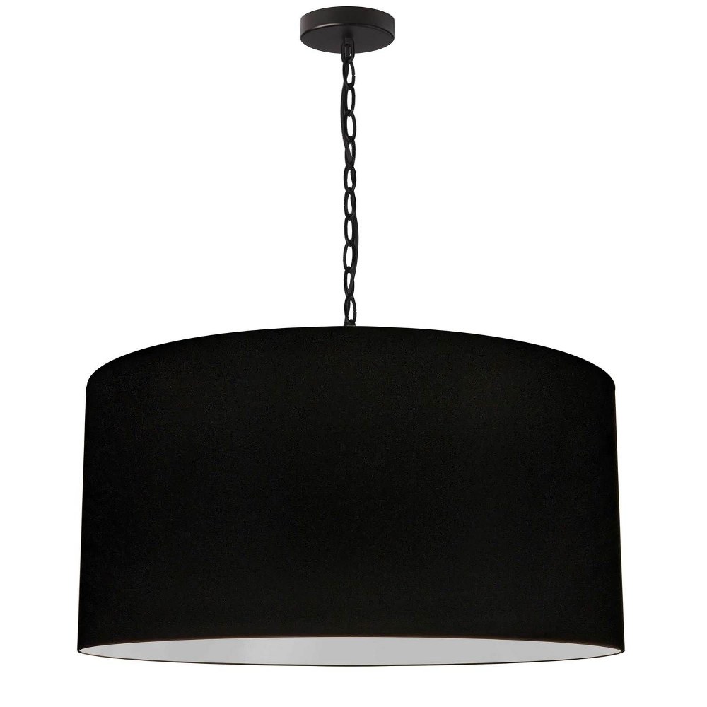 Dainolite-BXN-L-BK-797-Braxton - 1 Light Large Pendant Matte Black Black Aged Brass Finish