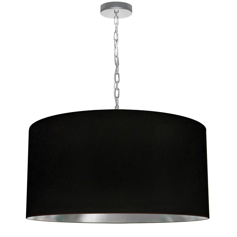 Dainolite-BXN-L-PC-697-Braxton - 1 Light Large Pendant Polished Chrome Black/Silver Aged Brass Finish