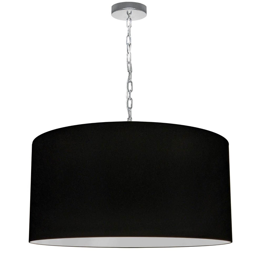 Dainolite-BXN-L-PC-797-Braxton - 1 Light Large Pendant Polished Chrome Black Aged Brass Finish