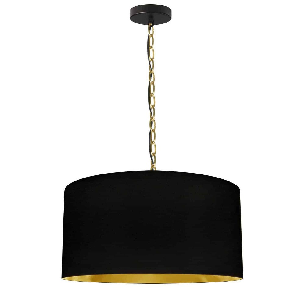 Dainolite-BXN-M-AGB-698-Braxton - 1 Light Medium Pendant Aged Brass Black/Gold Aged Brass Finish