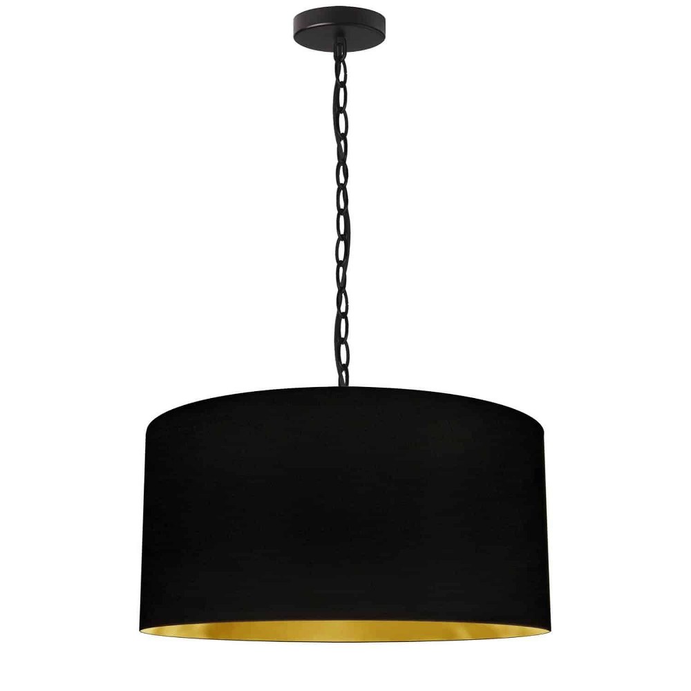 Dainolite-BXN-M-BK-698-Braxton - 1 Light Medium Pendant Matte Black Black/Gold Aged Brass Finish