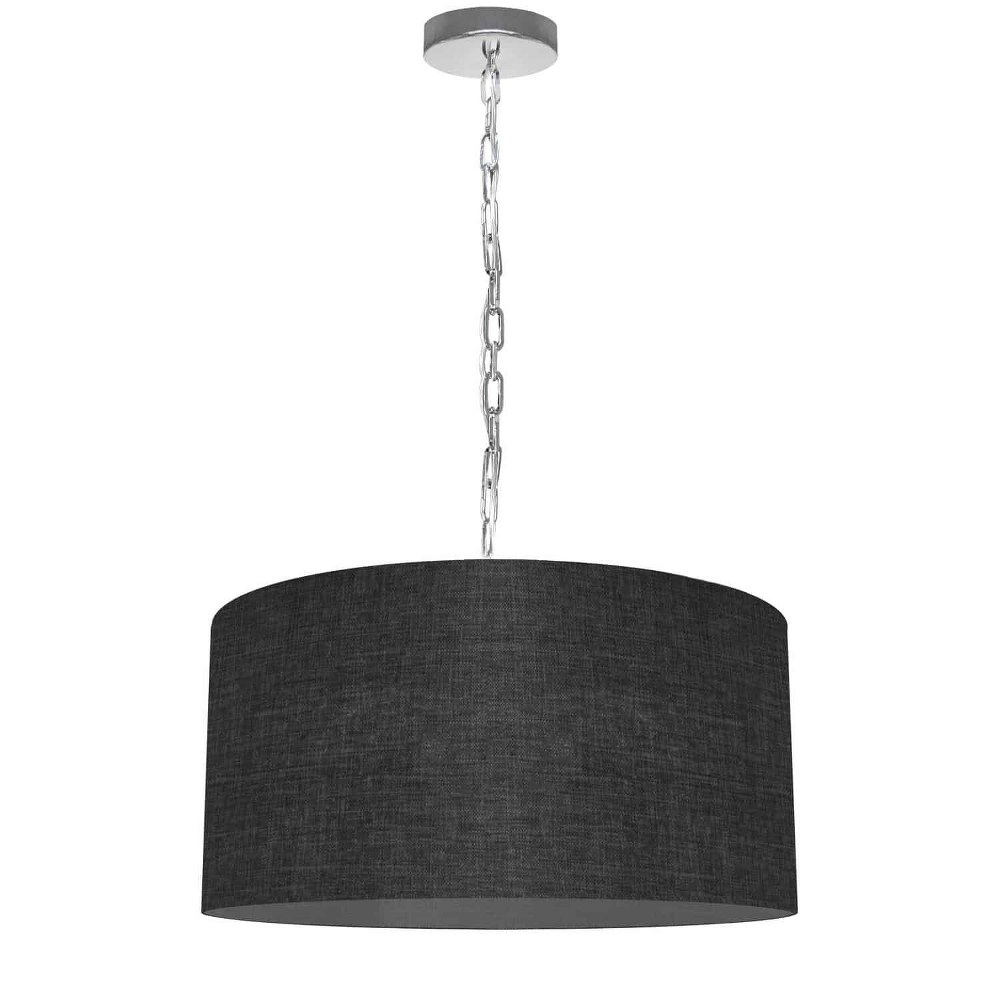 Dainolite-BXN-M-PC-2406-Braxton - 1 Light Medium Pendant Polished Chrome Black/Clear Aged Brass Finish