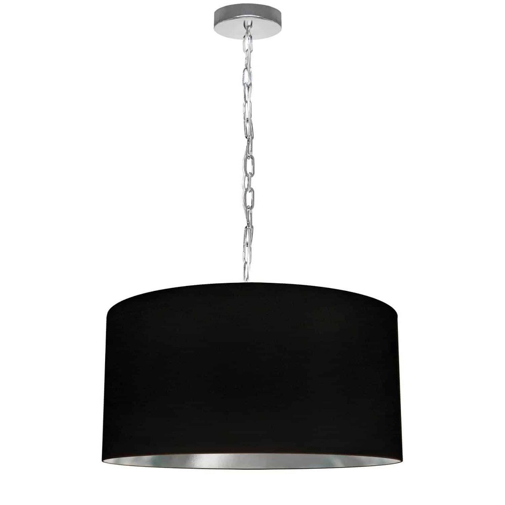 Dainolite-BXN-M-PC-697-Braxton - 1 Light Medium Pendant Polished Chrome Black/Silver Aged Brass Finish