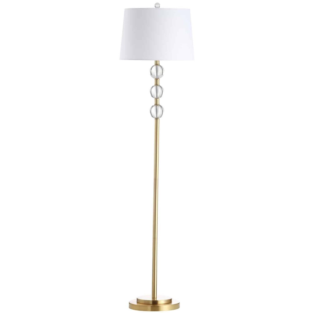 Dainolite-C182F-AGB-Rose - One Light Floor Lamp Aged Brass  Aged Brass Finish with White Fabric Shade with Clear Optical Crystal