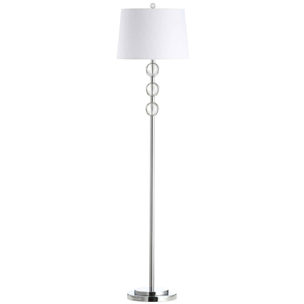 Dainolite-C182F-PC-Rose - One Light Floor Lamp   Polished Chrome Finish with White Fabric Shade with Clear Optical Crystal