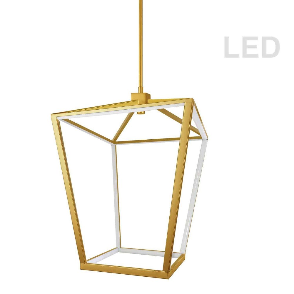 Dainolite-CAG-2046C-AGB-Cage - 20 Inch 60W 12 LED Chandelier   Aged Brass Finish with White Acrylic Glass