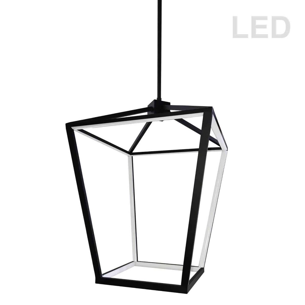Dainolite-CAG-2046C-MB-Cage - 20 Inch 60W 12 LED Chandelier   Matte Black Finish with White Acrylic Glass