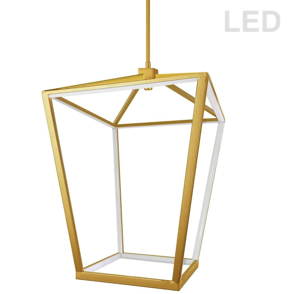 Dainolite-CAG-2664C-AGB-Cage - 26 Inch 60W 12 LED Chandelier   Aged Brass Finish with White Acrylic Glass