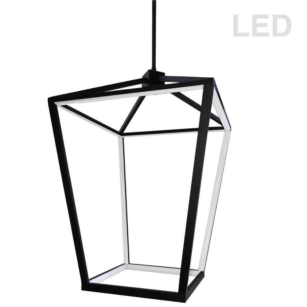 Dainolite-CAG-2664C-MB-Cage - 26 Inch 60W 12 LED Chandelier   Matte Black Finish with White Acrylic Glass
