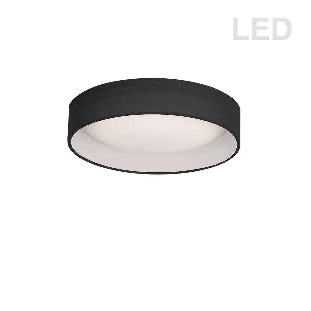 Dainolite-CFLD-1114-797-14W 1 LED Flush Mount In Modern Style-3 Inches Tall and 11 Inches Wide Satin Chrome Black Satin Chrome Finish with Grey Fabric Shade