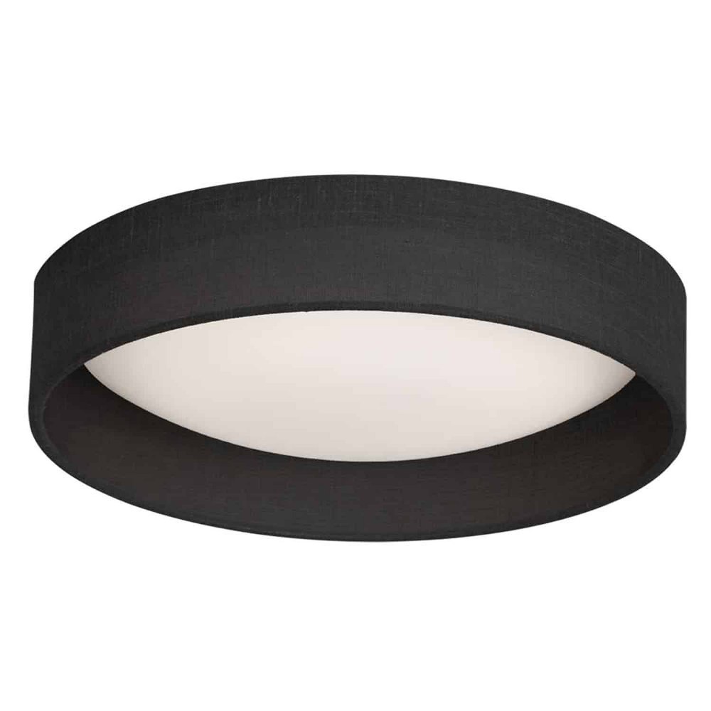 Dainolite-CFLD-1522-797-22W 1 LED Flush Mount In Modern Style-3 Inches Tall and 15 Inches Wide Satin Chrome Black Satin Chrome Finish with Black Fabric Shade