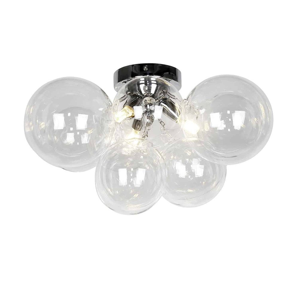 Dainolite-CMT-143FH-CLR-PC-Comet - 3 Light Flush Mount In Contemporary Style-11.5 Inches Tall and 14.25 Inches Wide Polished Chrome Clear Polished Chrome Finish with Clear Glass