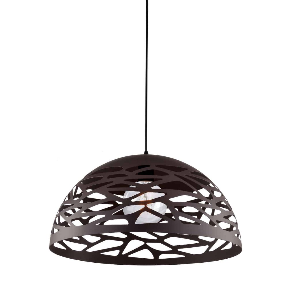 Dainolite-COR-161P-BK-Coral - 16 Inch One Light Pendant Matte Black  Matte White Finish