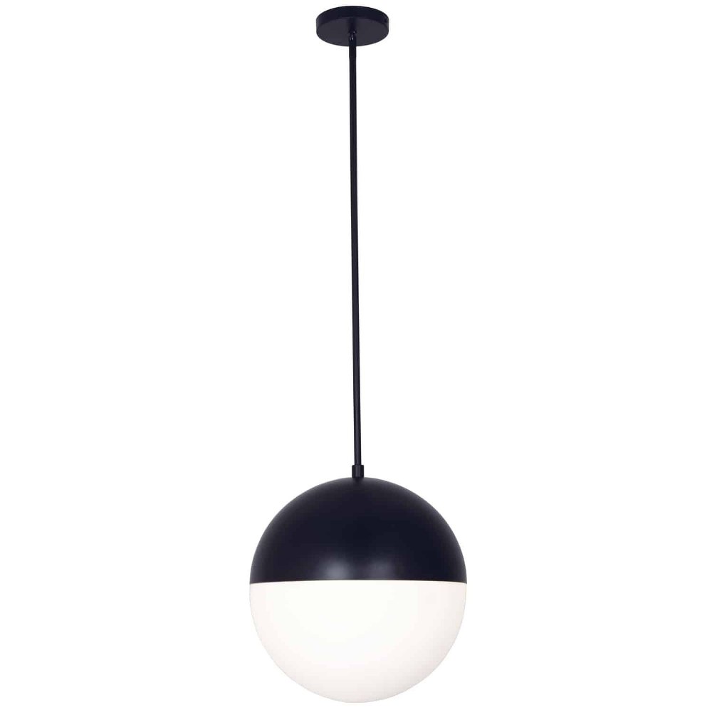 Dainolite-DAY-143P-MB-Dayana - Three Light Pendant Matte Black  Polished Chrome Finish with White Glass