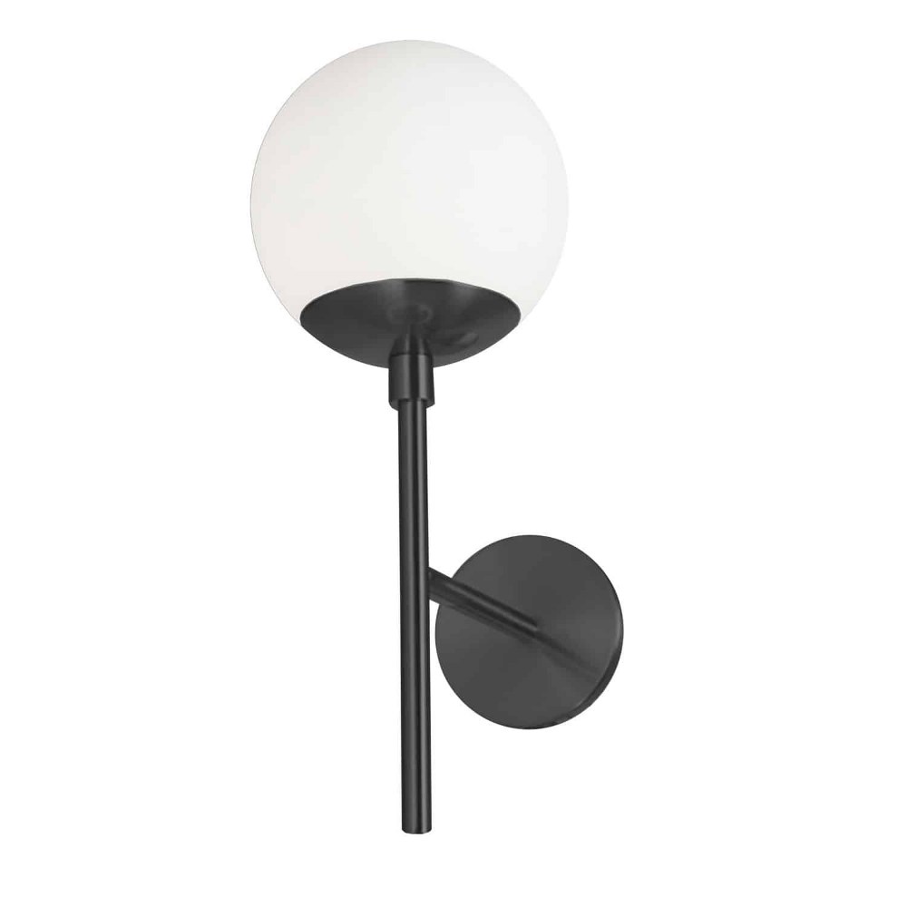 Dainolite-DAY-161W-MB-Dayana - 1 Light Wall Sconce Matte Black  Aged Brass Finish with White Glass