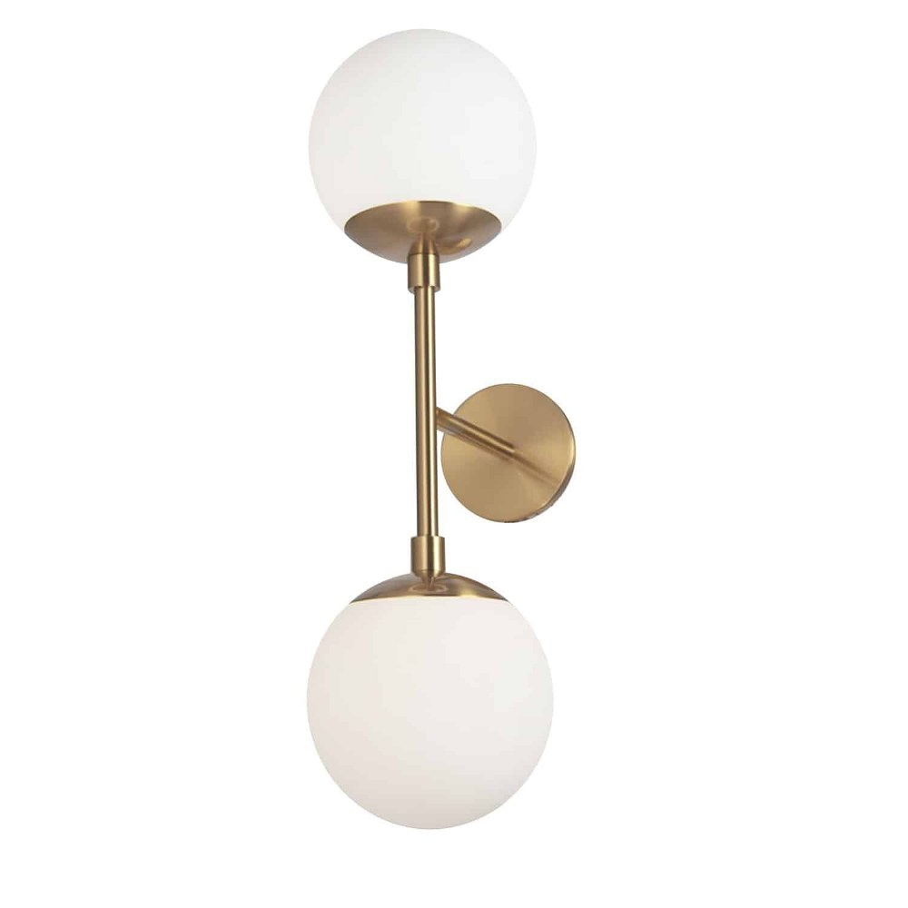 Dainolite-DAY-232W-AGB-Dayana - 2 Light Wall Sconce Aged Brass  Aged Brass Finish with White Glass