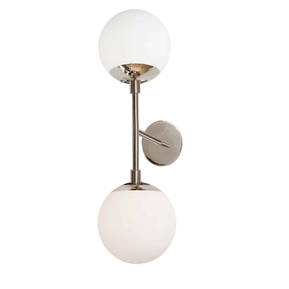 Dainolite-DAY-232W-PC-Dayana - 2 Light Wall Sconce Polished Chrome  Aged Brass Finish with White Glass