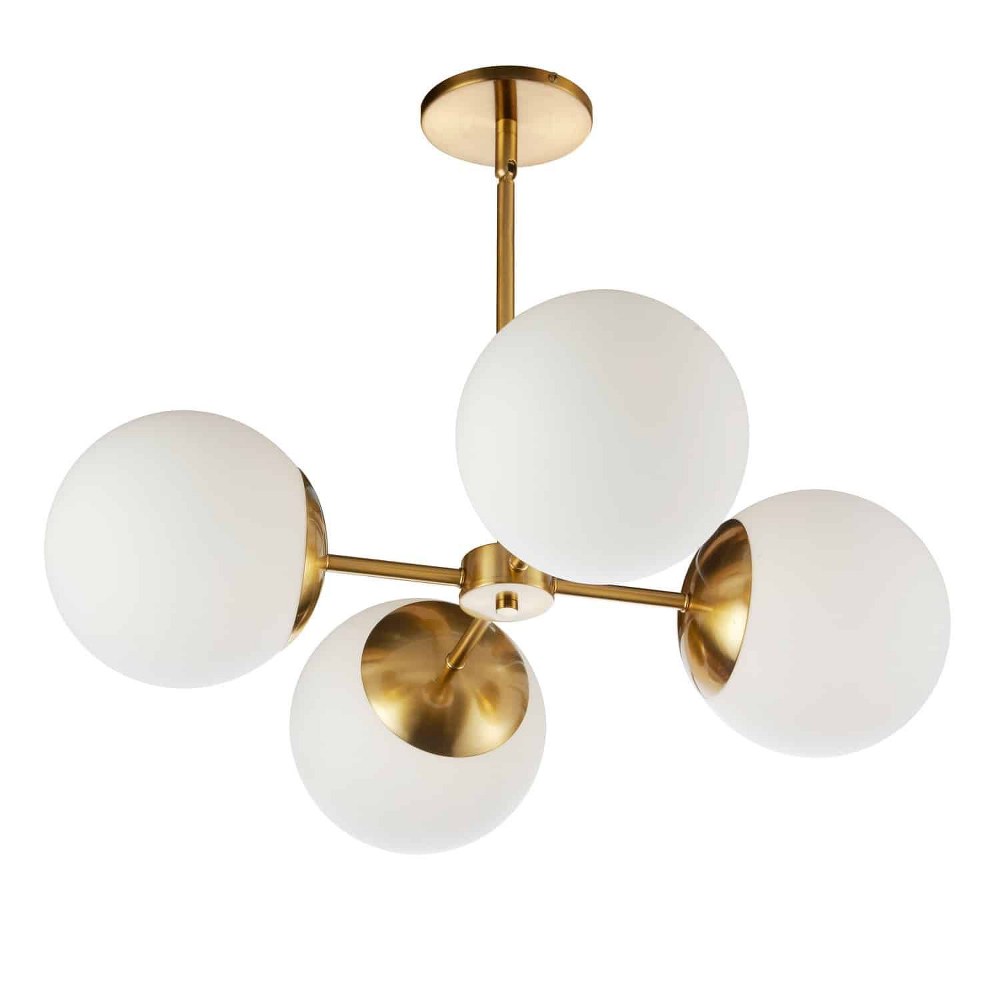 Dainolite-DAY-244C-AGB-Dayana - 4 Light Chandelier Aged Brass  Aged Brass Finish with Opal White Glass