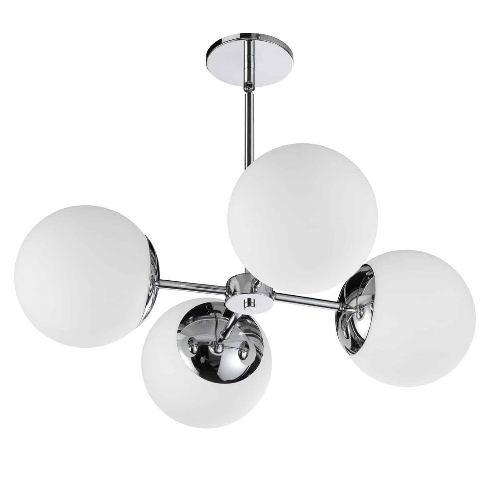 Dainolite-DAY-244C-PC-Dayana - 4 Light Chandelier Polished Chrome  Aged Brass Finish with Opal White Glass