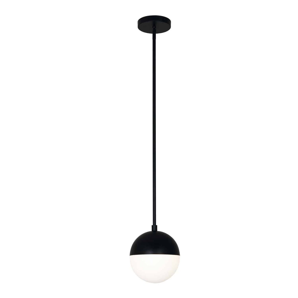 Dainolite-DAY-71P-MB-Dayana - One Light Pendant Matte Black  Polished Chrome Finish with White Glass