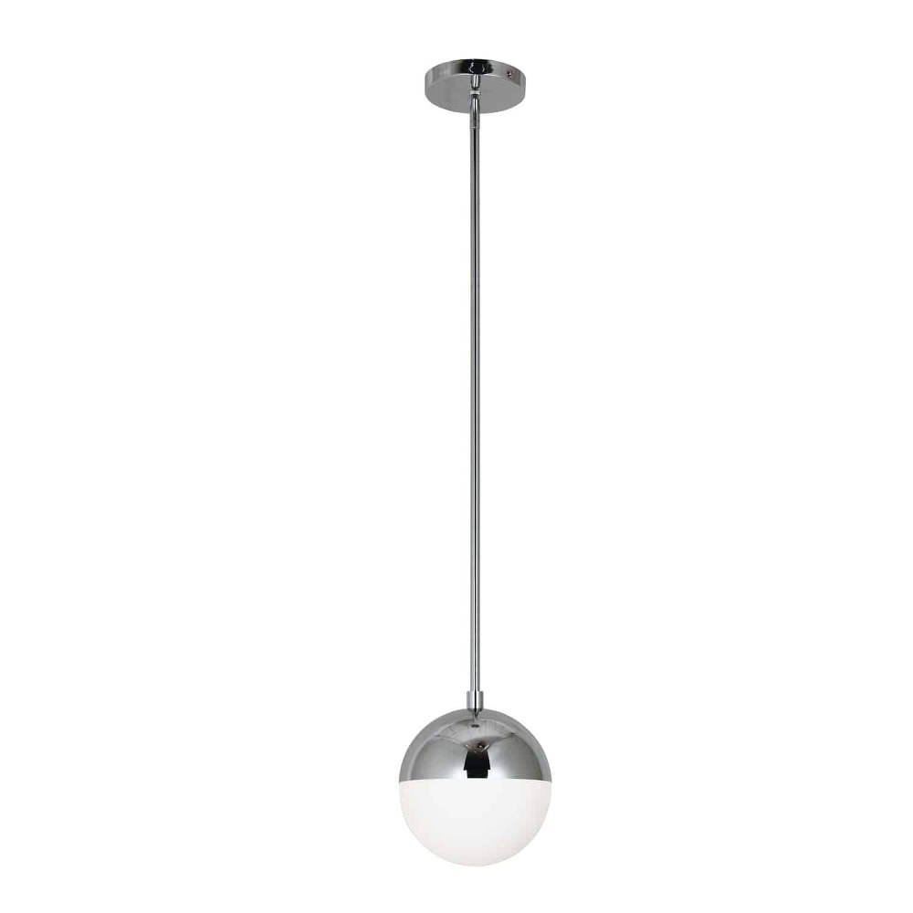 Dainolite-DAY-71P-PC-Dayana - One Light Pendant Polished Chrome  Polished Chrome Finish with White Glass