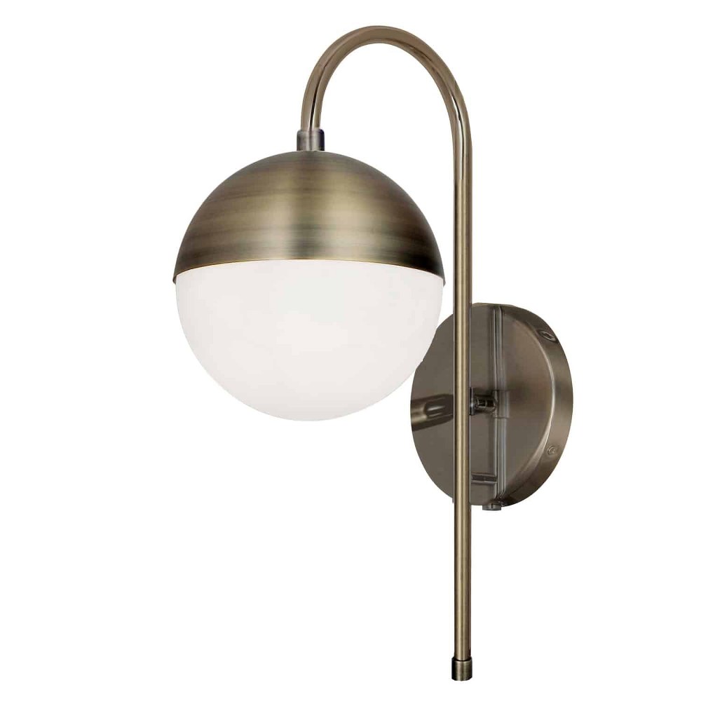 Dainolite-DAY-71W-AB-Dayana - One Light Wall Sconce Antique Brass  Polished Chrome Finish with White Glass