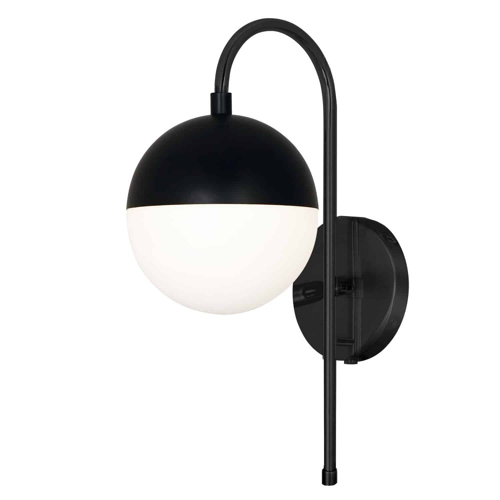 Dainolite-DAY-71W-MB-Dayana - One Light Wall Sconce Matte Black  Polished Chrome Finish with White Glass