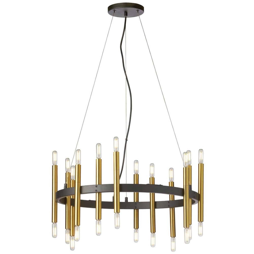 Dainolite-DER-2424C-MB-AGB-Derry - 24 Light Chandelier Matte Black/Aged Brass Aged Brass Matte Black Finish