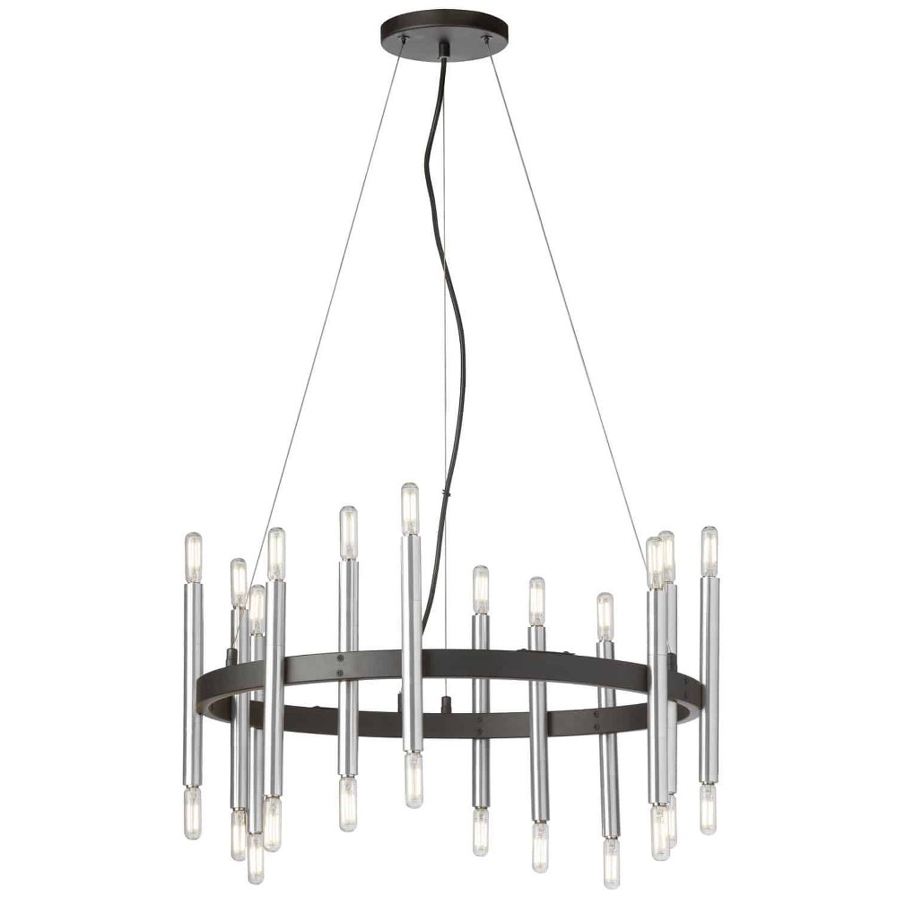 Dainolite-DER-2424C-MB-PC-Derry - 24 Light Chandelier Matte Black/Polished Chrome Polished Chrome Matte Black Finish