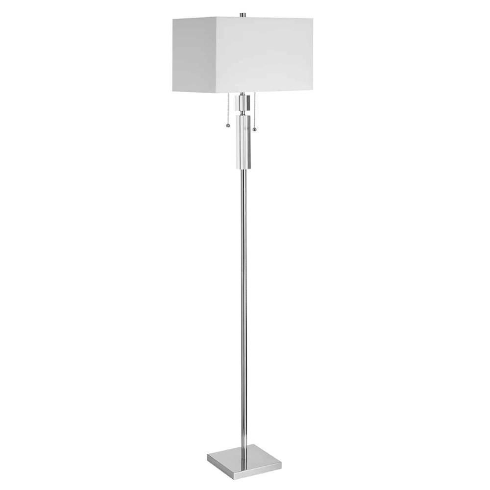 Dainolite-DM231F-PC-Elegant - Two Light Floor Lamp   Polished Chrome Finish with Clear Acrylic Glass with White Linen Shade