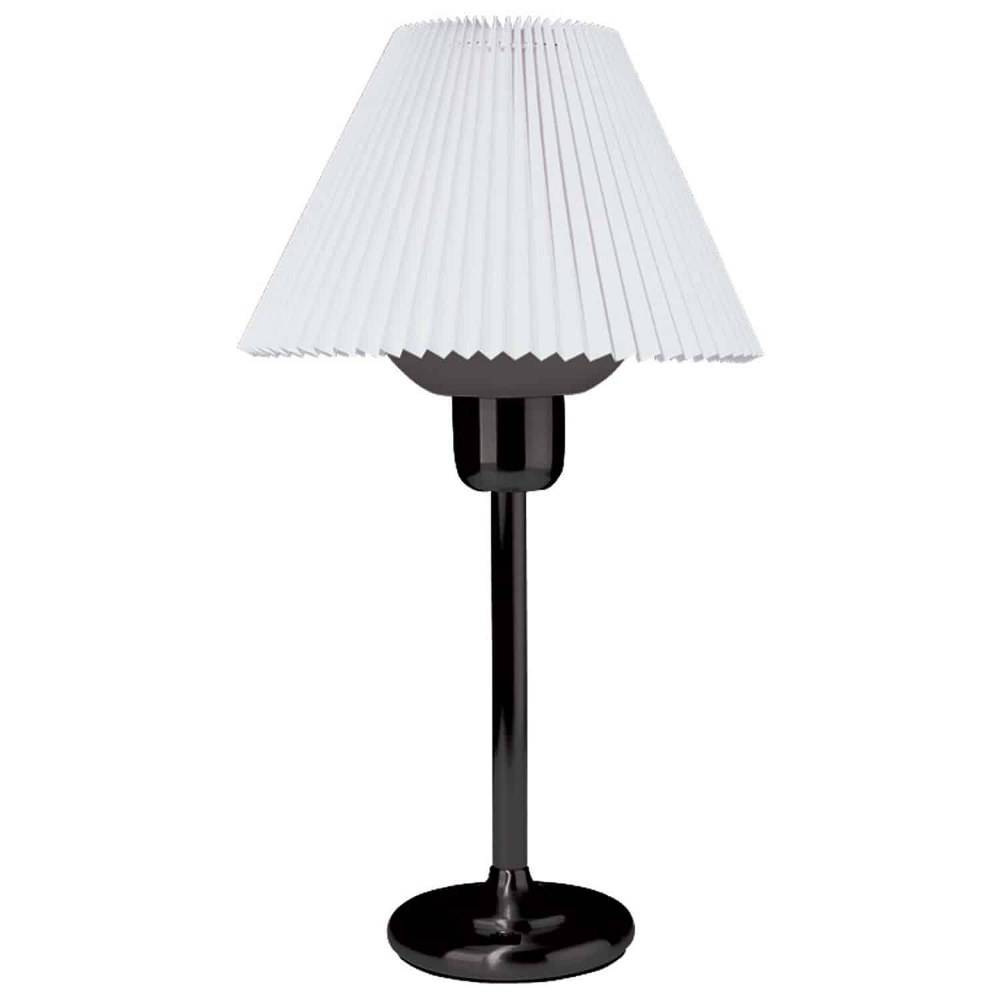 Dainolite-DM980-BK-One Light Executive Table Lamp Black  White Finish with Opaque Glass with Pleated White Shade