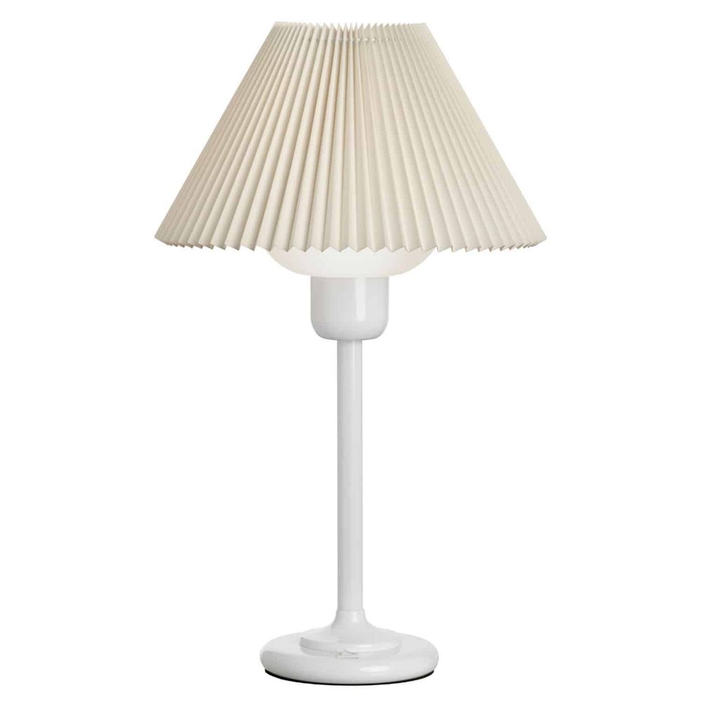 Dainolite-DM980-WH-One Light Executive Table Lamp White  White Finish with Opaque Glass with Pleated White Shade