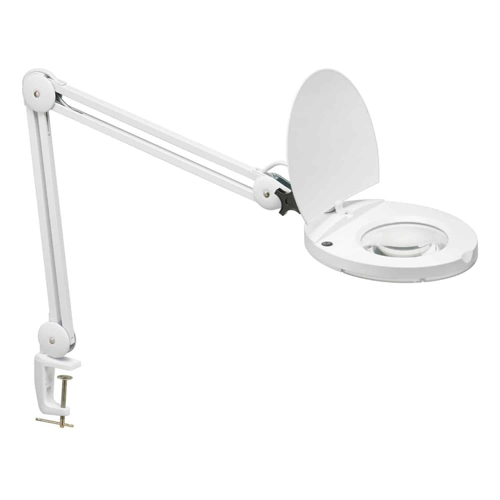 Dainolite-DMLED10-A-5D-WH-47 Inch 8W 1 LED Magnifier Lamp with A Bracket   White Finish with Clear Glass
