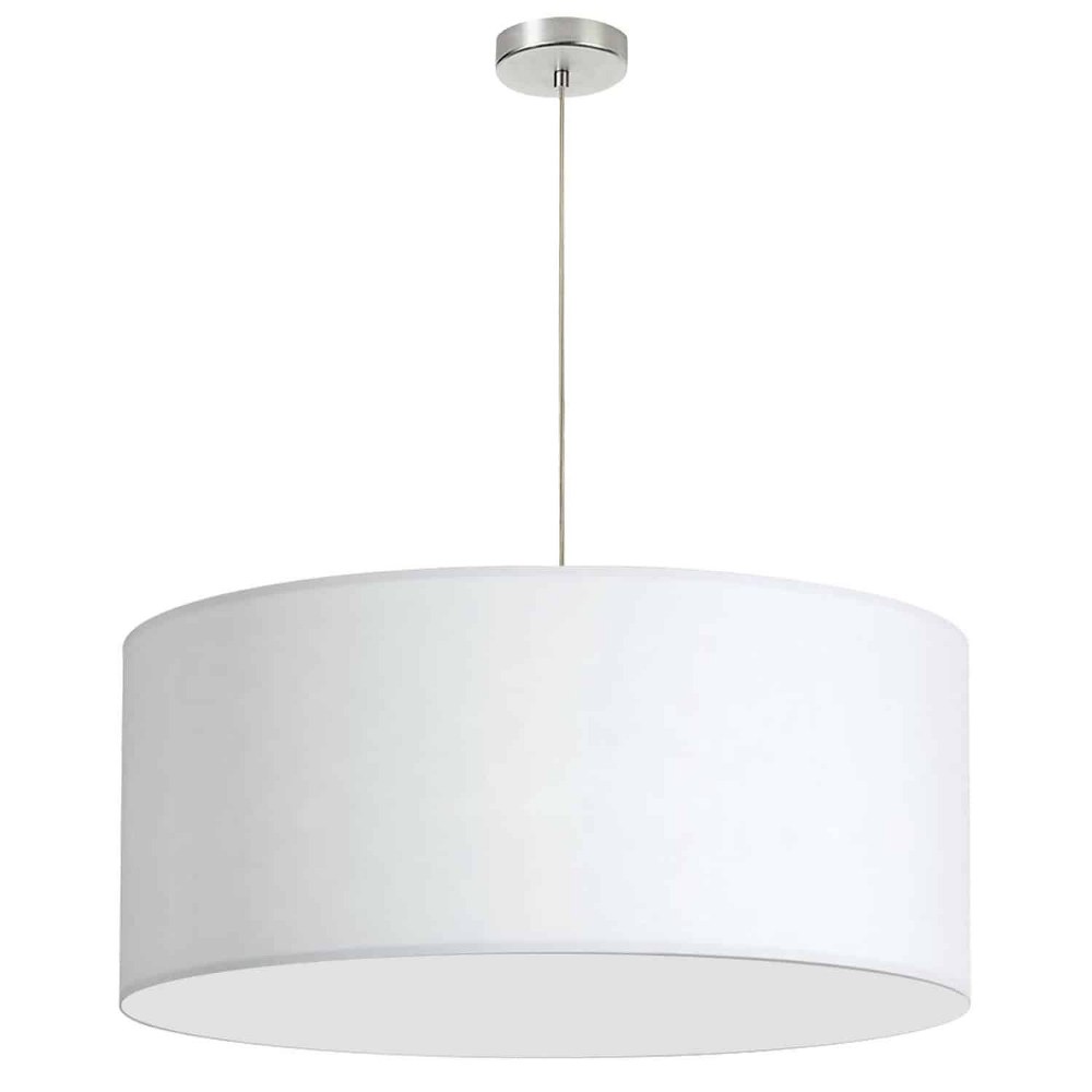 Dainolite-DRM-L-790-28 Inch One Light Large Drum Pendant Polished Chrome White Polished Chrome Finish with Black Fabric Shade