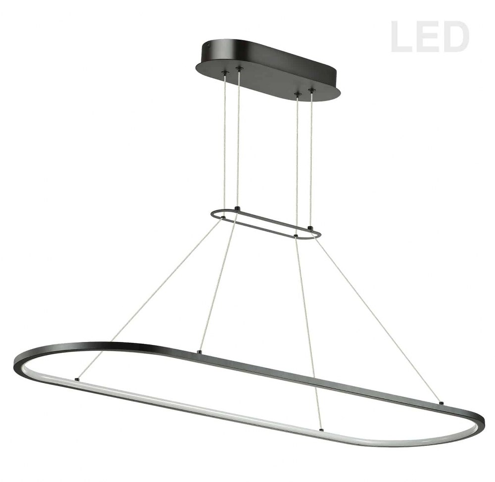 Dainolite-DTA-4046LEDHP-MB-Daytona - 40 Inch 46W 1 LED Horizontal Pendant Matte Black  Aged Brass Finish with White Acrylic Glass