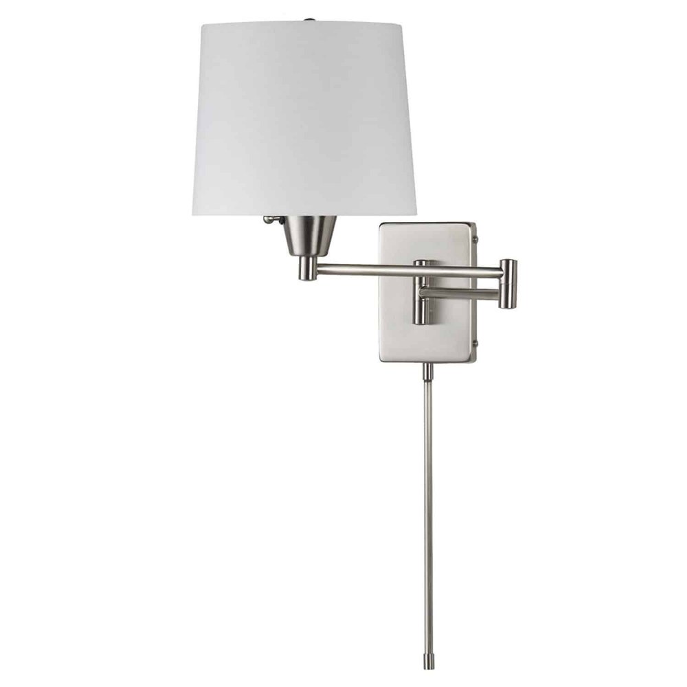 Dainolite-DWL80DD-SC-One Light Swing Arm Wall Sconce   Satin Chrome Finish White Linen Shade