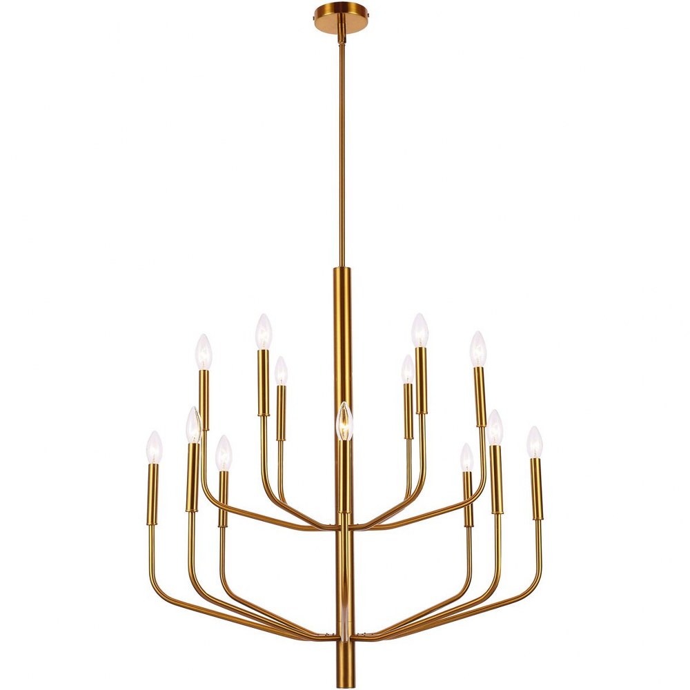 Dainolite-ELN-3214C-AGB-Eleanor - 14 Light 2-Tier Chandelier Aged Brass  Aged Brass Finish