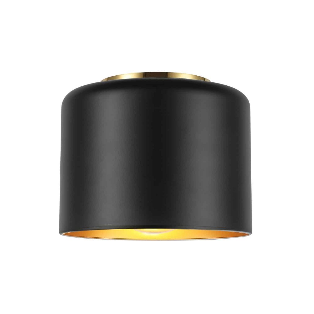 Dainolite-EMI-81FH-AGB-MB-Emilia - 1 Light Flush Mount Aged Brass  Aged Brass Finish with Matte Black/Gold Shade