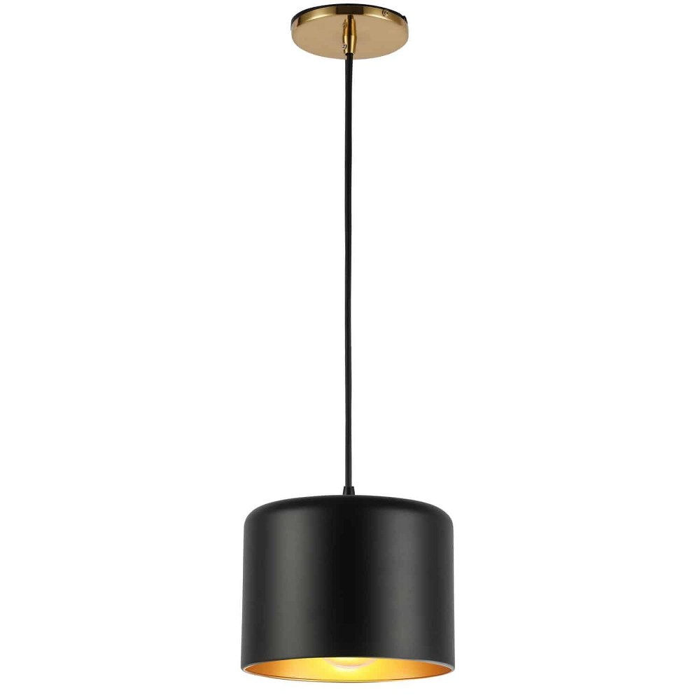 Dainolite-EMI-81P-AGB-MB-Emilia - 1 Light Pendant Aged Brass Matte Black/Gold Aged Brass Finish