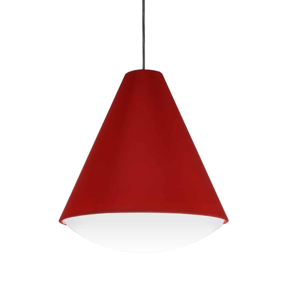 Dainolite-EMLED-13P-RD-14 Inch 14W 1 LED Pendant Polished Chrome Red Polished Chrome Finish with White Fabric Shade