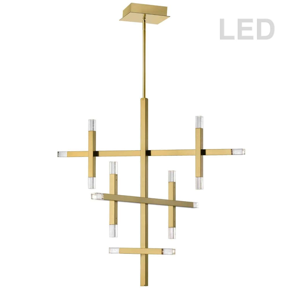 Dainolite-FCS-3656C-AGB-Francesca - 35.5 Inch 56W 14 LED 3-Tier Chandelier Aged Brass  Aged Brass Finish with Frosted Glass