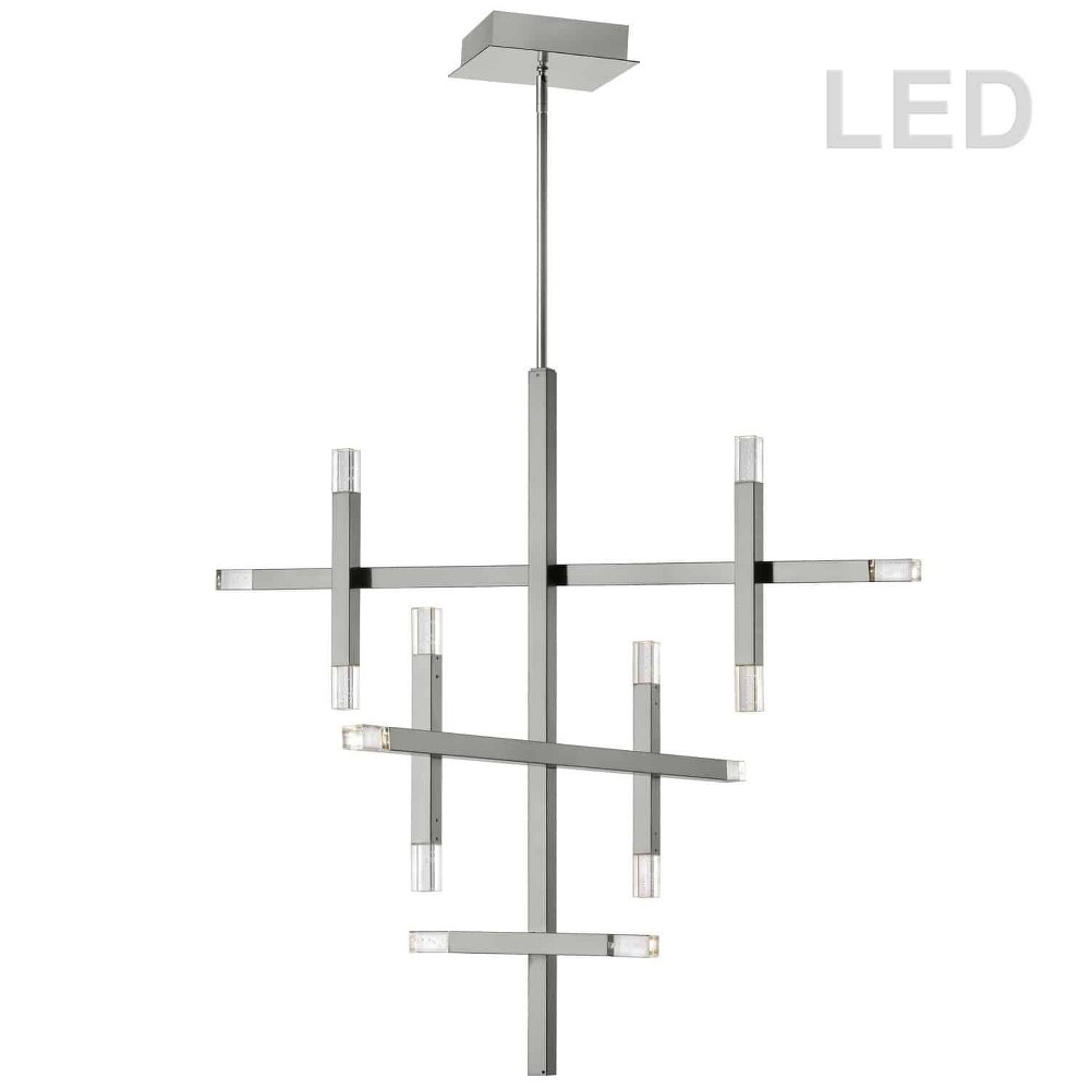 Dainolite-FCS-3656C-PC-Francesca - 35.5 Inch 56W 14 LED 3-Tier Chandelier Polished Chrome  Aged Brass Finish with Frosted Glass