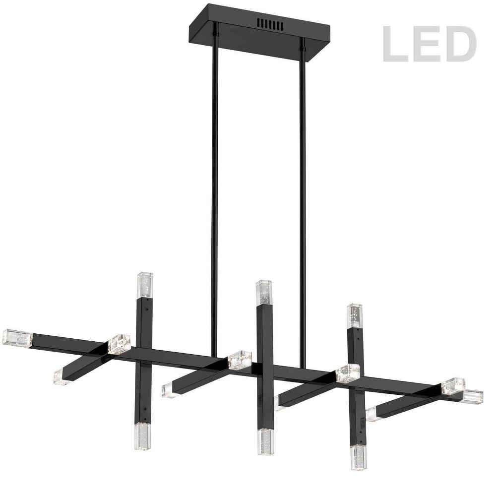 Dainolite-FCS-4064HC-MB-Francesca - 40 Inch 64W 16 LED Horizontal Chandelier Matte Black  Aged Brass Finish with Frosted Glass