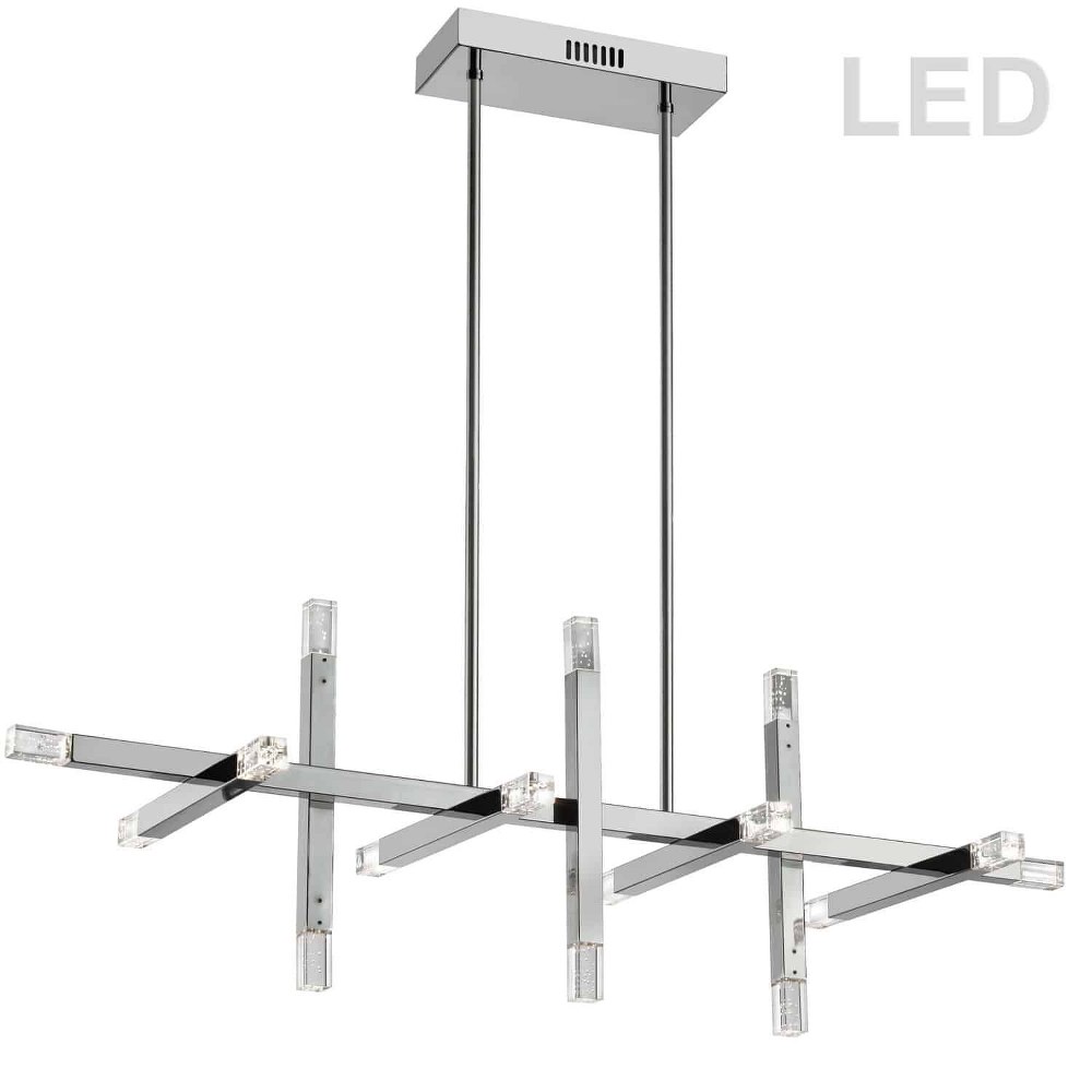 Dainolite-FCS-4064HC-PC-Francesca - 40 Inch 64W 16 LED Horizontal Chandelier Polished Chrome  Aged Brass Finish with Frosted Glass