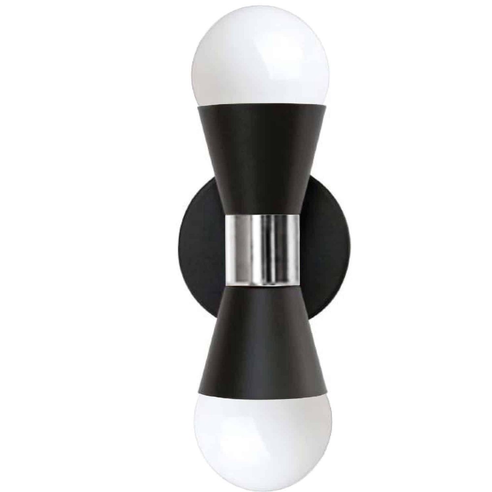 Dainolite-FOR-72W-MB-PC-Fortuna - 2 Light Wall Sconce Matte Black Polished Chrome Aged Brass/Matte Black Finish