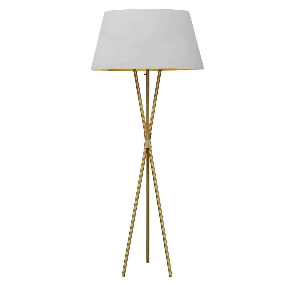 Dainolite-GAB-601F-AGB-692-Gabriela - 1 Light Floor Lamp White/Gold  Aged Brass Finish