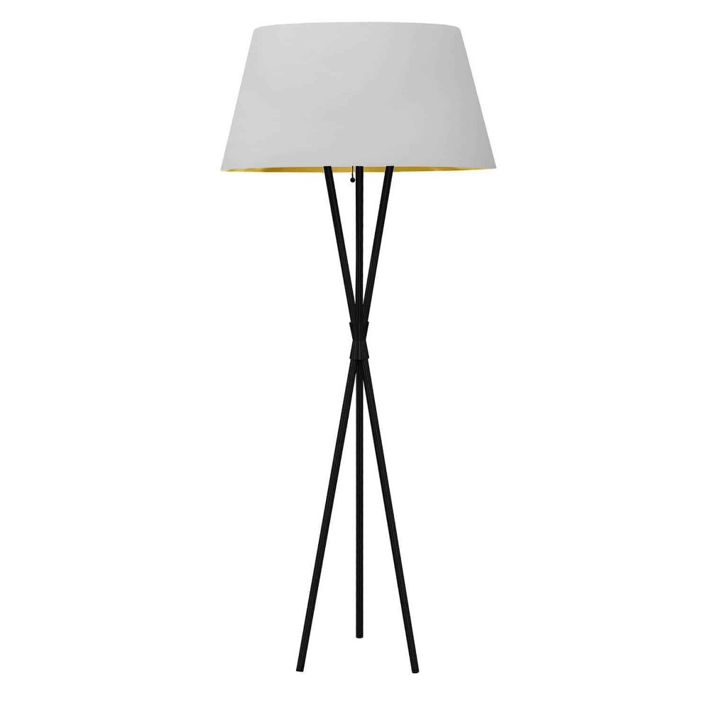 Dainolite-GAB-601F-MB-692-Gabriela - 1 Light Floor Lamp White/Gold  Matte Black Finish