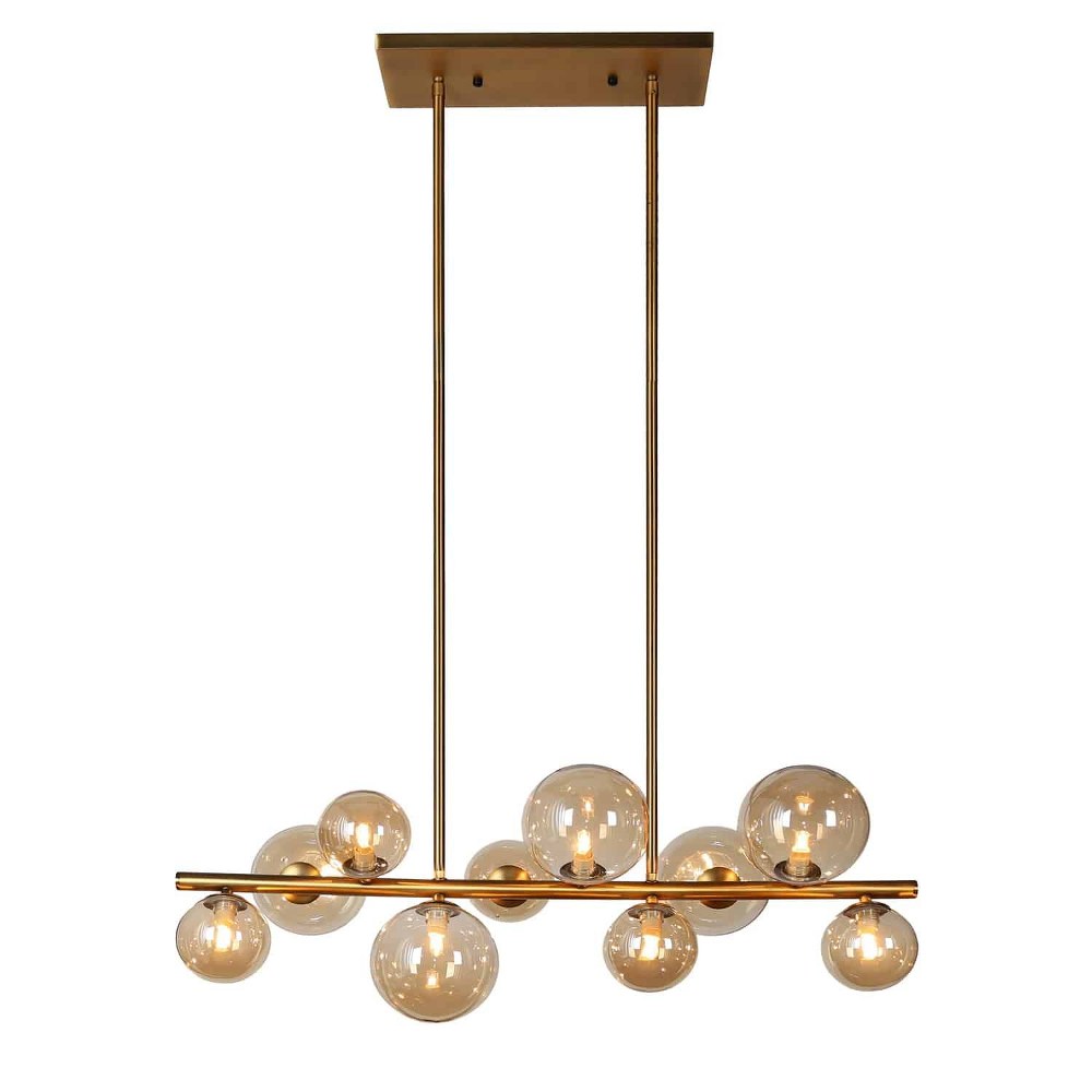 Dainolite-GLA-3110HP-VB-Glasgow - 31 Inch 10 Light Horizontal Pendant Vintage Bronze Champagne Vintage Bronze Finish with Champagne Glass