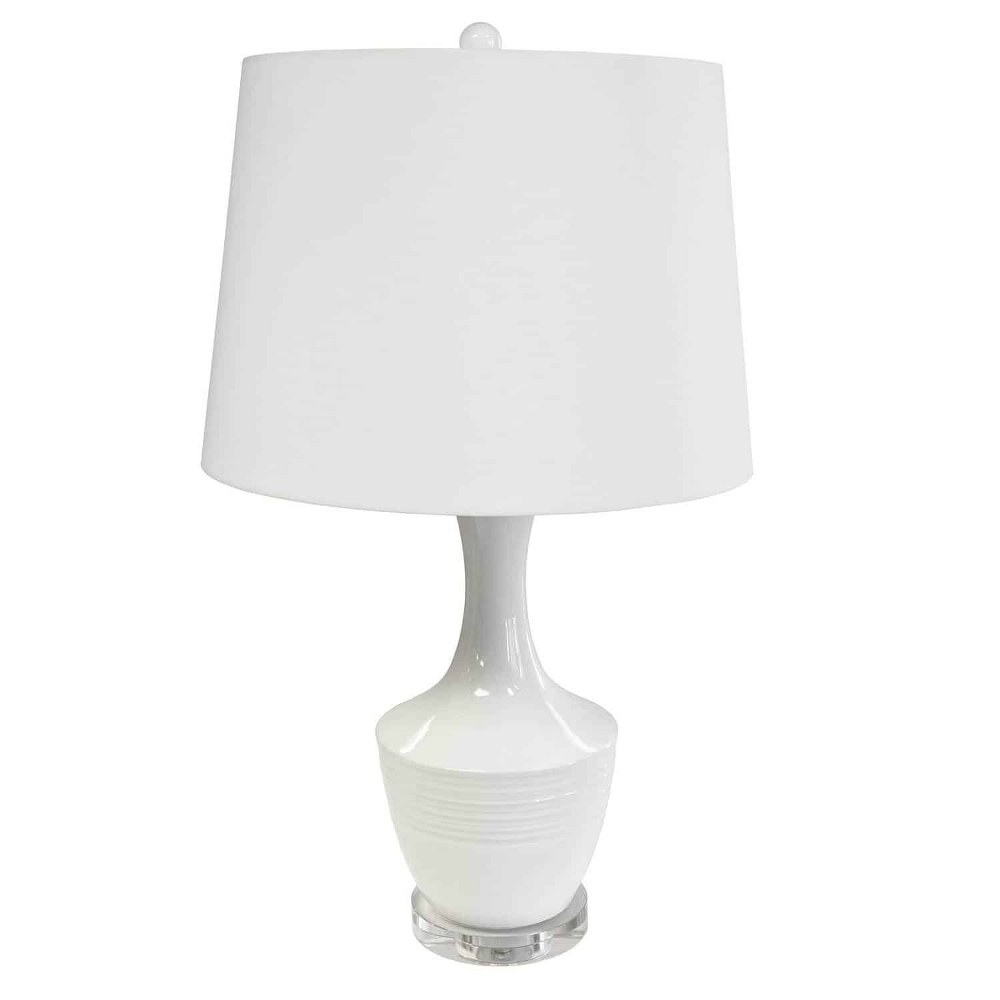 Dainolite-GOL-271T-WH-Goliath - 1 Light Table Lamp   Gloss White Finish with White Fabric Shade